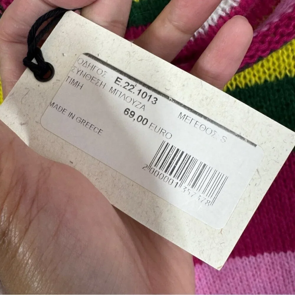 Eighty2 by Figaro Multicolor Rainbow Striped Wool Blend Cowl Neck Sweater Size S